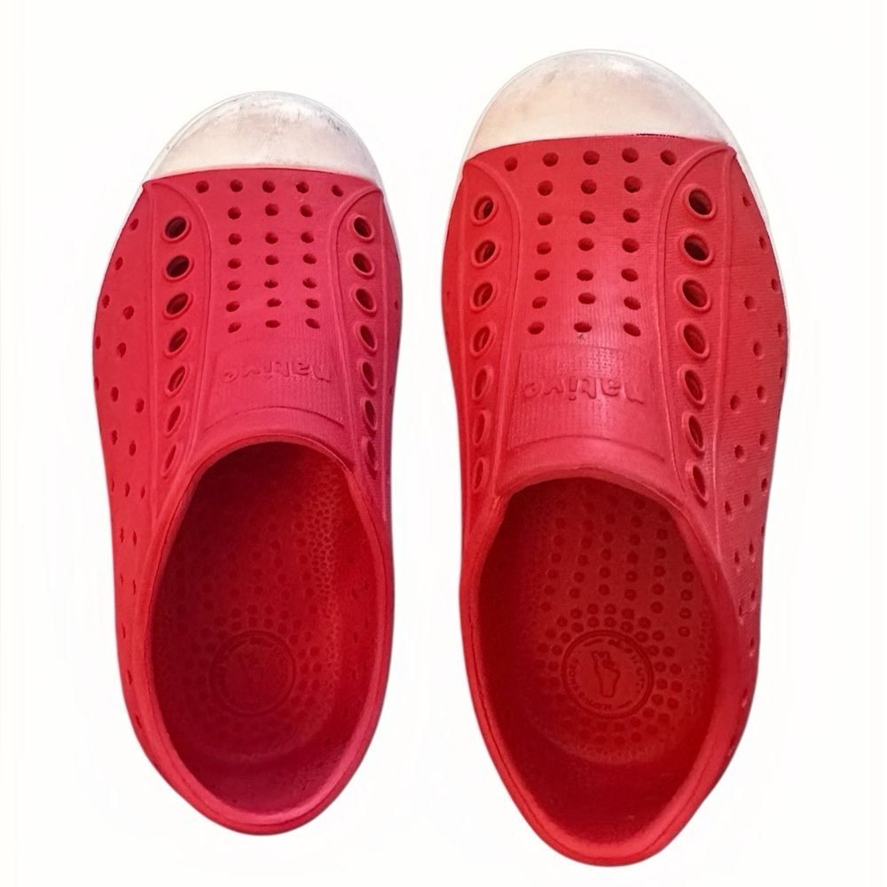 Native Red and White Water Shoes Slip-On